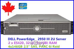 DELL PowerEdge 2U Server 2950 III 2 x E5420 32GB RAM PERC 6i Raid 4 x 146GB SAS