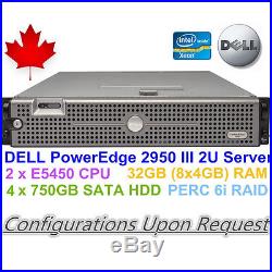 DELL PowerEdge 2U Server 2950 III 2 x E5450 32GB RAM PERC 6i Raid 4 x 500GB SATA
