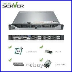 Dell PowerEdge R620 Server 2x E5-2690 2.90GHz = 16C 64GB RAM 2x 600GB