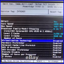 Dell PowerEdge T110 II Tower Server Intel G530 2.4Ghz 4GB 2x 1TB Perc H200 RAID
