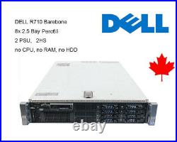 Dell R710 Barebone 82.5 Bays Perc 6/i 2x PSU 2x 870W No CPU No RAM No HDD